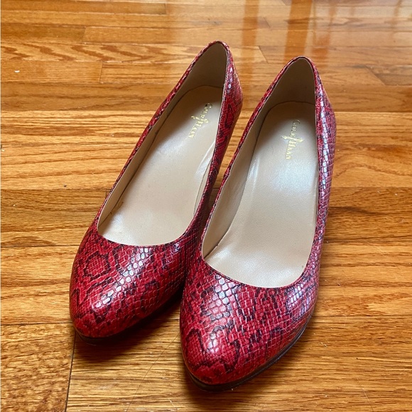 Cole Haan Red Faux Snakeskin 3” Heels / Pumps - Picture 2 of 9